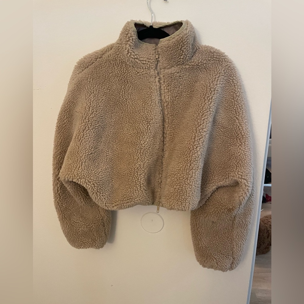 Faux Fur Cropped Zip-Up Jacket